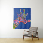 Pop-Kunst-Giraffe Wandteppich<br><div class="desc">Fügen Sie eine wenig Freude Ihrem Raum mit dieser bunten Popkunst Giraffe mit einer Sonnenblume in seinem Mund gegen einen blauen Hintergrund hinzu.</div>
