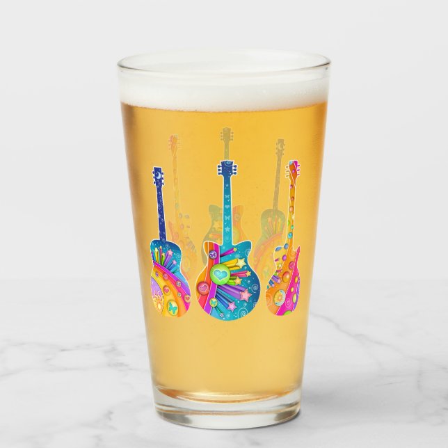 Pop-Kunst-Gitarren-Getränk-Liter-Cocktail Highball Glas (Vorne (Gefüllt))