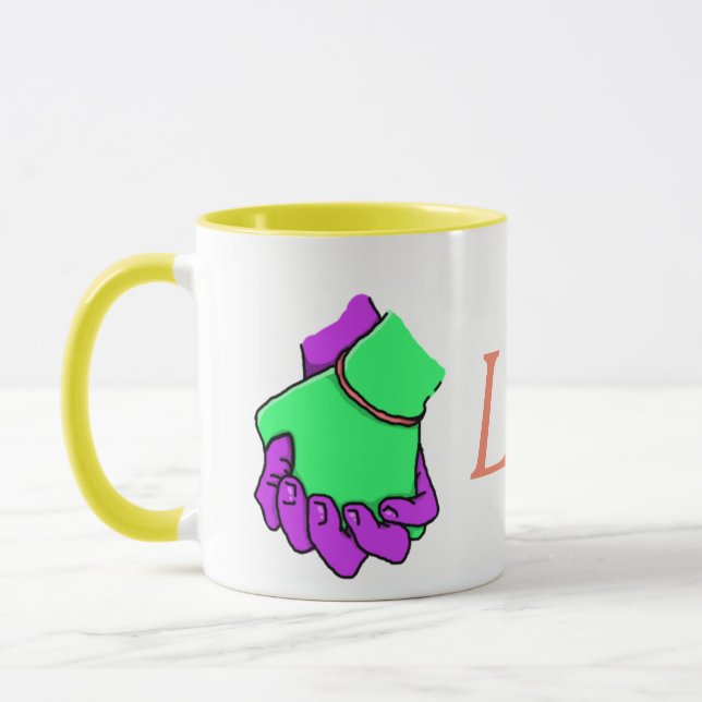 Pop-Kunst-Hand, die Tasse hält (Links)