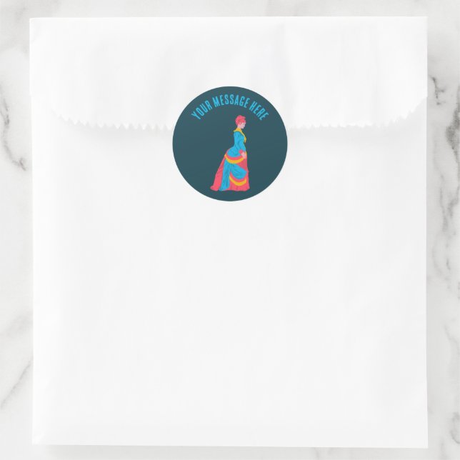 Pop Kunst Historische Frau in Büstelkleid Maßgesch Runder Aufkleber (Tasche)
