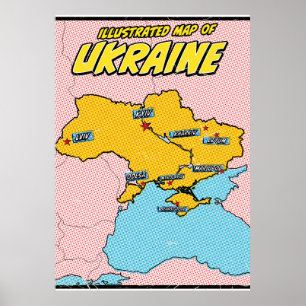 Pop Kunst Illustriert Ukraine Poster