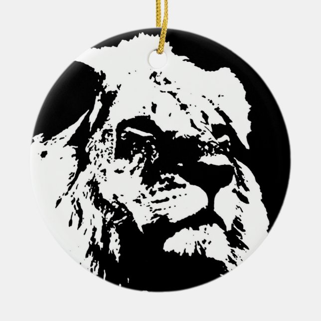 Pop-Kunst in Schwarz-Weiß Keramik Ornament (Vorne)