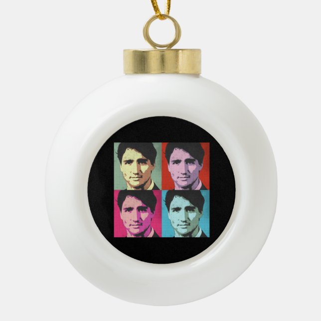 Pop-Kunst Justin Trudeau - Größengleich - .png Keramik Kugel-Ornament (Vorderseite)