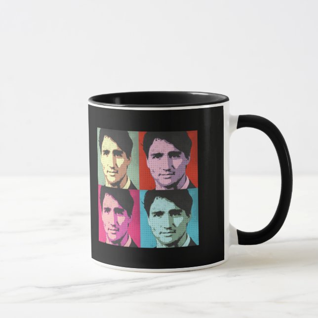 Pop-Kunst Justin Trudeau - Größengleich - .png Tasse (Rechts)