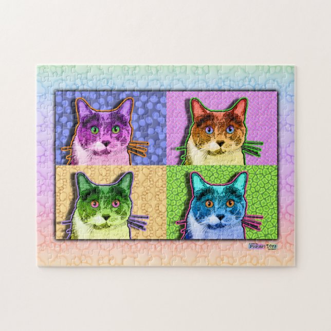 Pop-Kunst-Katzen-Puzzlespiel (Horizontal)