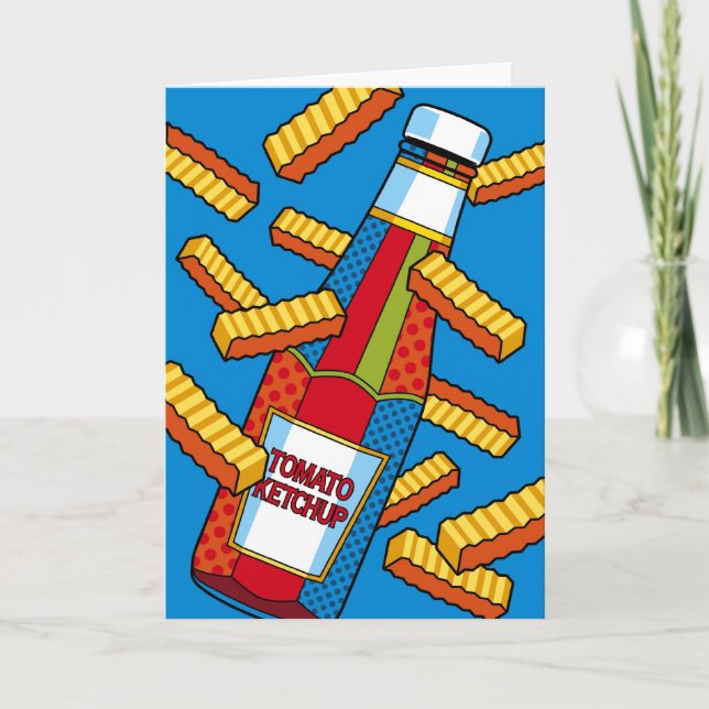 Pop-Kunst-Ketschup, der an Sie denkt Karte (Vorderseite)