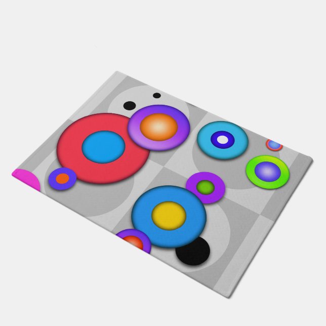 POP-KUNST-KREISE FUßMATTE (Schrägansicht)