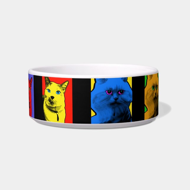 Pop-Kunst-lange und kurzhaarige Katzen Napf (Vorderseite)