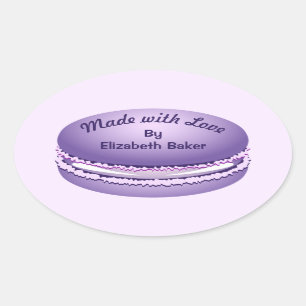 Pop-Kunst lila Macaron Plätzchen personalisiert Ovaler Aufkleber