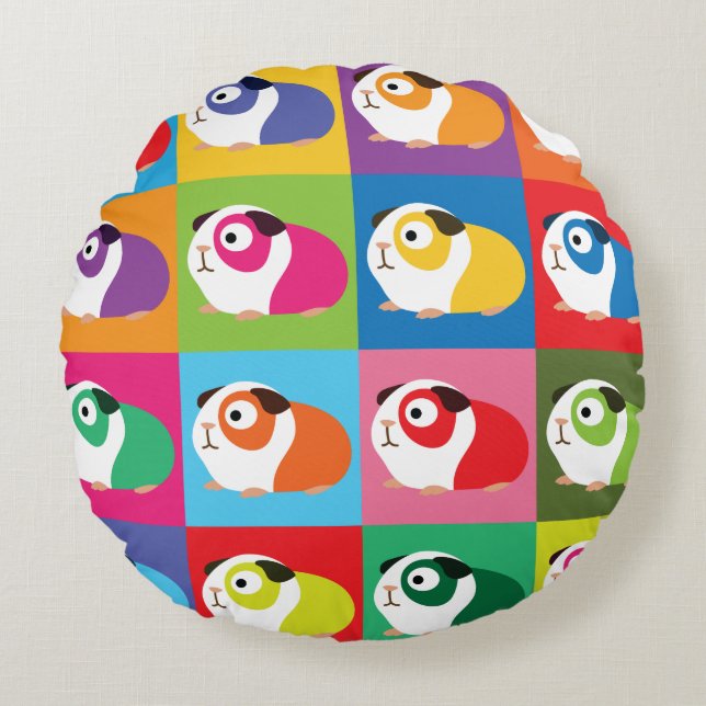 Pop-Kunst-Meerschweinchen Rundes Kissen (Vorderseite)