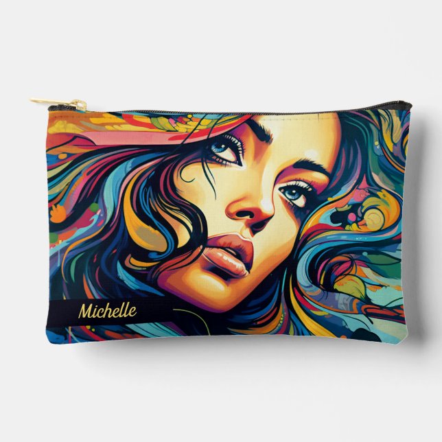 Pop Kunst mit kleinem Namen Zubehörtasche (Vorderseite)