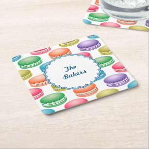 Pop-Kunst-Plätzchen buntes Macarons Rechteckiger Pappuntersetzer