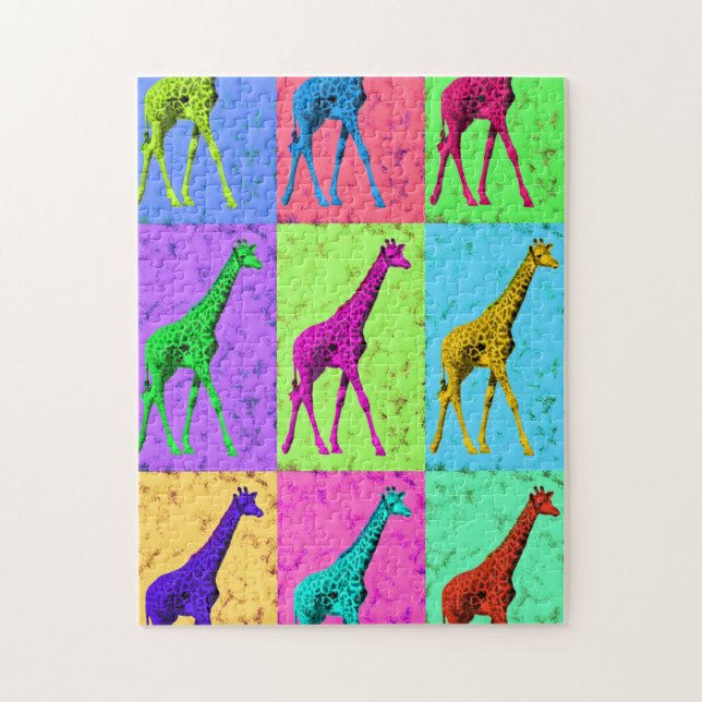 Pop-Kunst Popart gehende Giraffe Mehrfarben (Vertikal)
