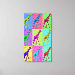 Pop-Kunst Popart gehende Giraffe Mehrfarben Leinwanddruck