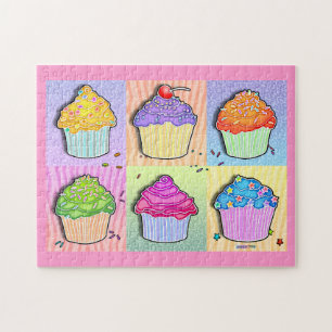 Pop-Kunst-Regenbogen-Kuchen-Puzzlespiel