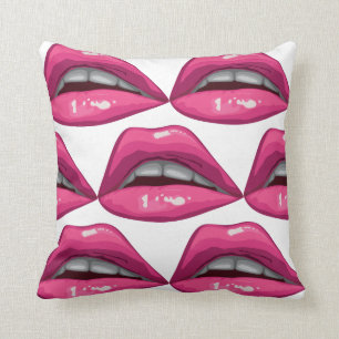 Pop-Kunst-Rosa-Lippenmake-up Kissen