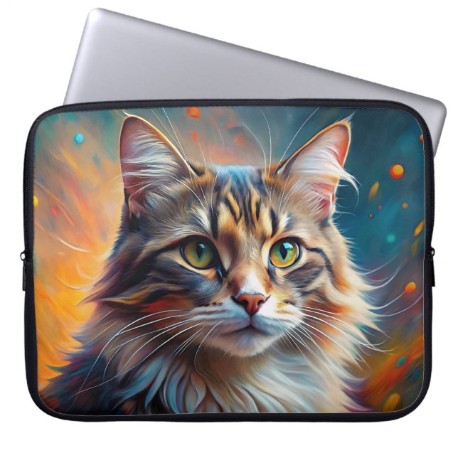 POP KUNST SCHAUEN BROWT TABBY CAT AUS LAPTOPSCHUTZHÜLLE (Vorderseite)