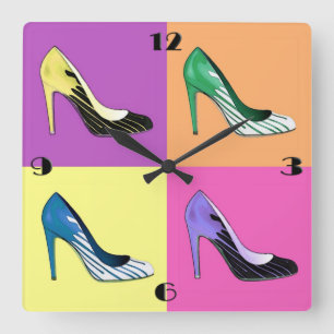 Pop-Kunst-Stilett pumpt,/Schuhe/hoch Heels Quadratische Wanduhr