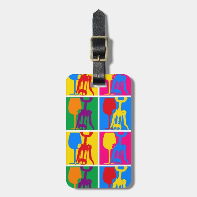 Pop-Kunst-Wein-Gepäck-Umbau Gepäckanhänger (Vorderseite vertikal)
