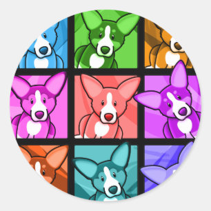 Pop-KunstCorgi Runder Aufkleber