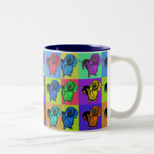 Pop-Kunstdachsund-Dackel täfelt MehrfarbenPopart Zweifarbige Tasse