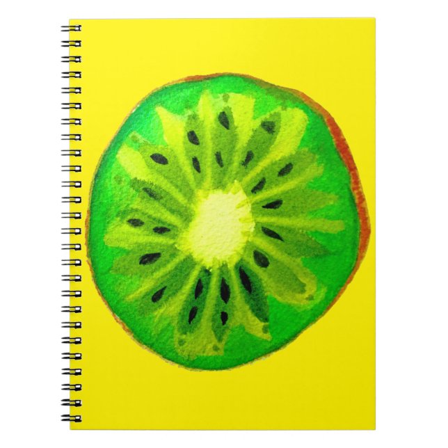 Pop kunstkunst helle Kiwfrucht Original Aquarell Notizblock (Vorderseite)