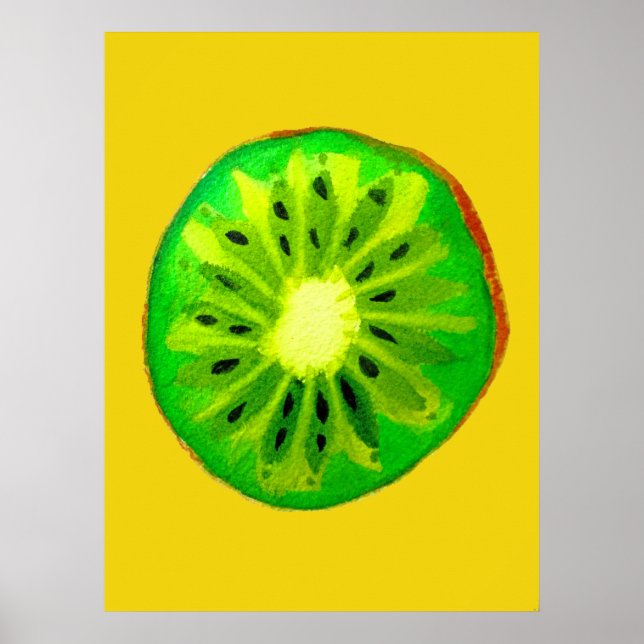 Pop kunstkunst helle Kiwfrucht Original Aquarell Poster (Vorne)