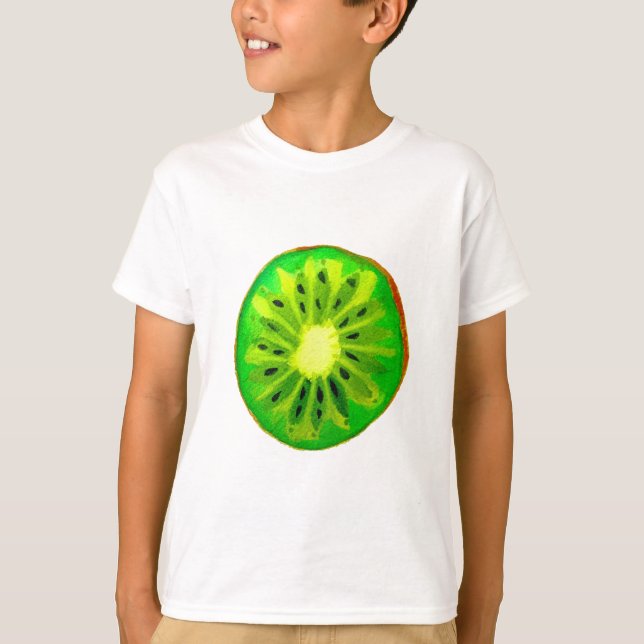 Pop kunstkunst helle Kiwfrucht Original Aquarell T-Shirt (Vorderseite)