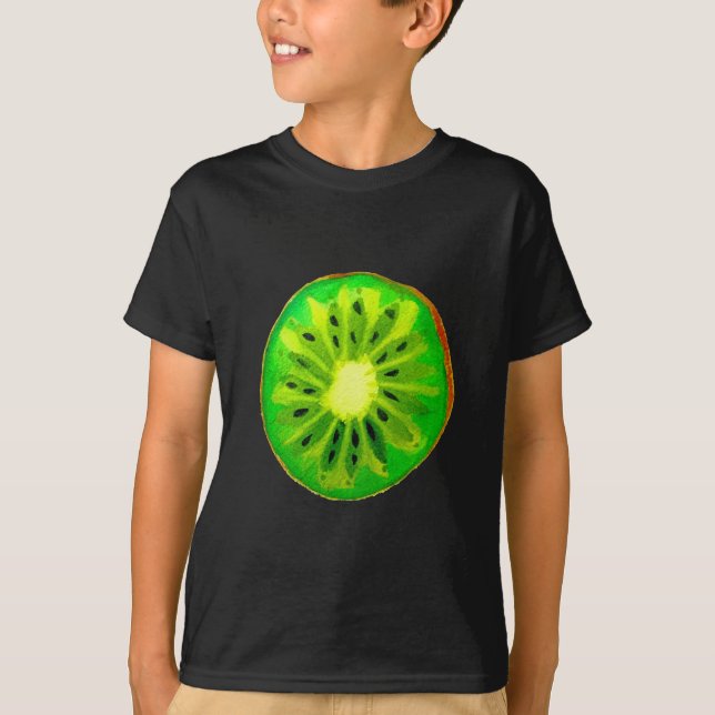 Pop kunstkunst helle Kiwfrucht Original Aquarell T-Shirt (Vorderseite)