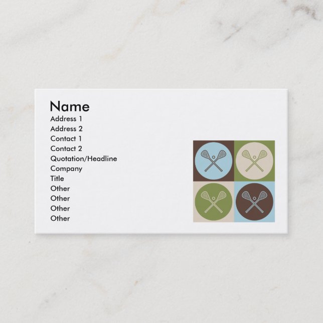 Pop-KunstLacrosse Visitenkarte (Vorderseite)