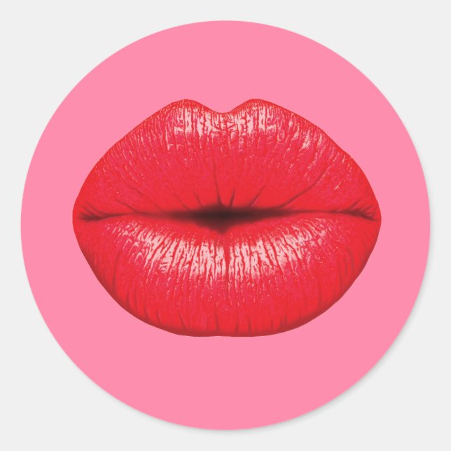 Pop-Kunstlippen des roten Lippenstifts große auf Runder Aufkleber (Vorderseite)