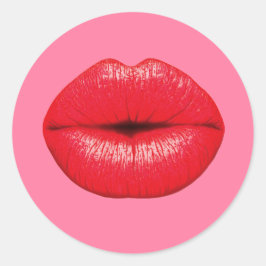 Pop-Kunstlippen des roten Lippenstifts große auf Runder Aufkleber