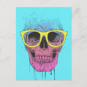 Pop-Kunstschädel mit Brille Postkarte