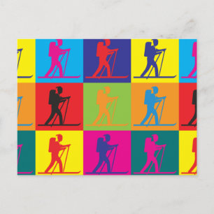 Pop Langlaufen Art Postkarte