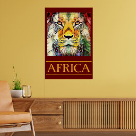 Pop Lion Art Africa Travel Poster