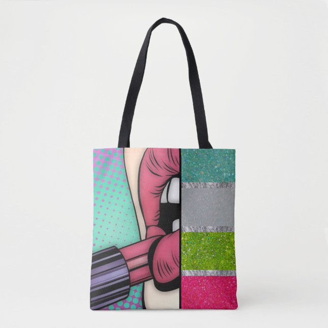 Pop Lipstick Art | IMITATE GLITZER Tasche (Vorderseite)