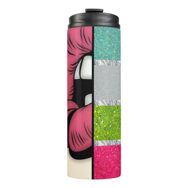 Pop Lipstick Art | IMITATE GLITZER Thermosbecher (Vorderseite)