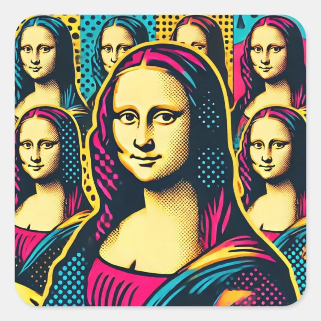 Pop Lisa Quadratischer Aufkleber (Vorderseite)