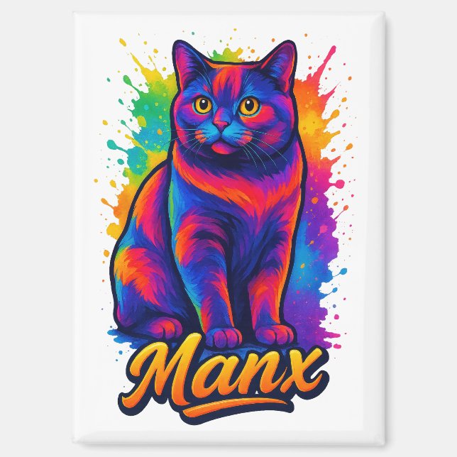 Pop Manx Cat Lago Maggiore Magnet (Vorderseite)