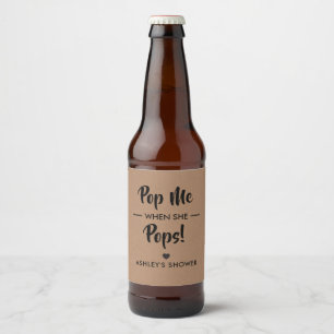 Pop Me When She Pops, Étiquette Baby shower, Kraft