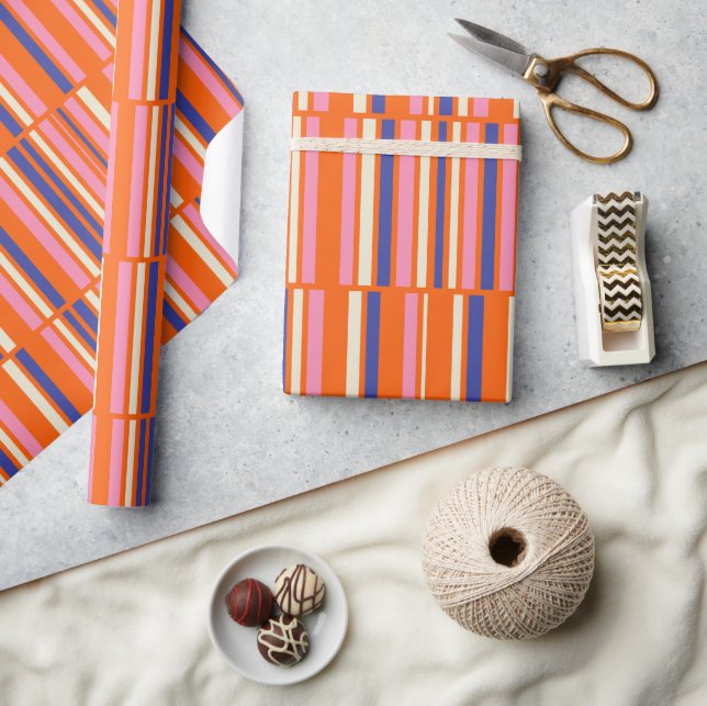 Pop Mod Geometric Retro Contemporary Pattern Geschenkpapier (Kunsthandwerk)