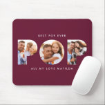 Pop Multi Foto Moderne bordeauxfarbene Eleganz Mousepad<br><div class="desc">Pop Multi-Foto moderne,  elegante Typografie Kindergeschenk. Ideal für Väter Tag,  Geburtstag oder Weihnachtsgeschenk. Burgundy Farbe kann geändert werden.</div>