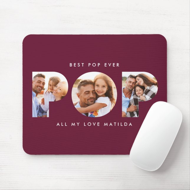 Pop Multi Foto Moderne bordeauxfarbene Eleganz Mousepad (Mit Mouse)