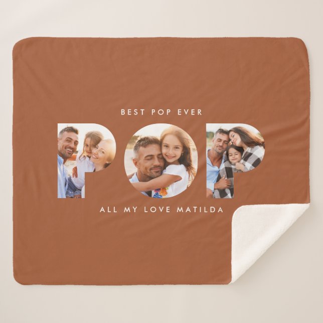 Pop Multi Foto Moderne, elegante Terracotta Gesche Sherpadecke (Vorderseite (Horizontal))