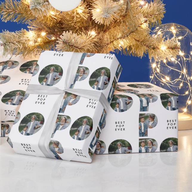 Pop Multi-Foto moderne Typografie elegant Geschenkpapier (Feiertage)