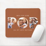 Pop Multi Foto moderne Typografie Terrakotta Mousepad<br><div class="desc">Pop Multi-Foto moderne,  elegante Typografie Kindergeschenk. Ideal für Väter Tag,  Geburtstag oder Weihnachten Geschenk. Die Terrakotta-Farbe kann geändert werden.</div>