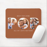 Pop Multi Foto moderne Typografie Terrakotta Mousepad<br><div class="desc">Pop Multi-Foto moderne,  elegante Typografie Kindergeschenk. Ideal für Väter Tag,  Geburtstag oder Weihnachten Geschenk. Die Terrakotta-Farbe kann geändert werden.</div>