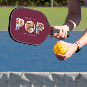 Pop Multi-Foto moderne typografisches burgundgift Pickleball Schläger