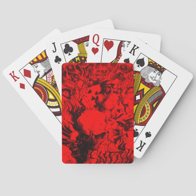 Pop  Musica Portraits in lebhaften Roten Farben Ku Spielkarten (Rückseite)