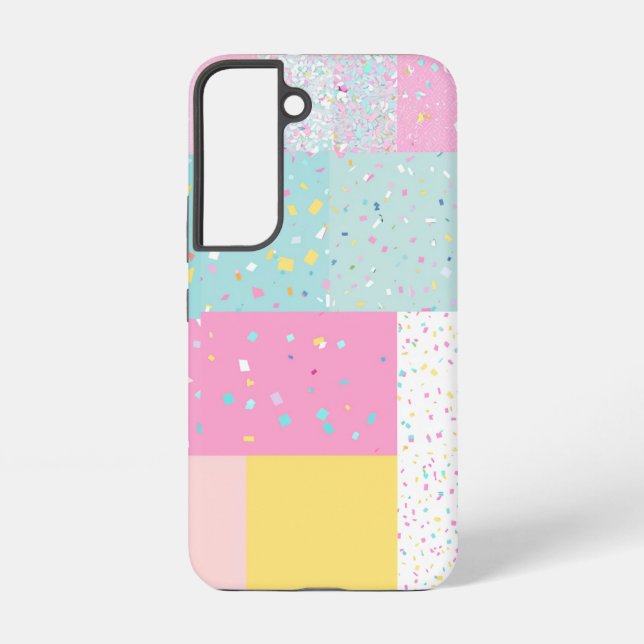 Pop Niedliches Patchwork Terrazzo Muster Samsung Galaxy Hülle (Rückseite)